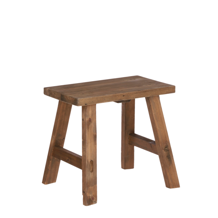 Bold Houten Krukje - L38 x B29 x H34 cm - Gerecycled Hout - Bruin