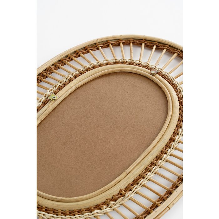 Oval Wandspiegel - L59 x B40 x H3 cm - Rotan - Lichtbruin