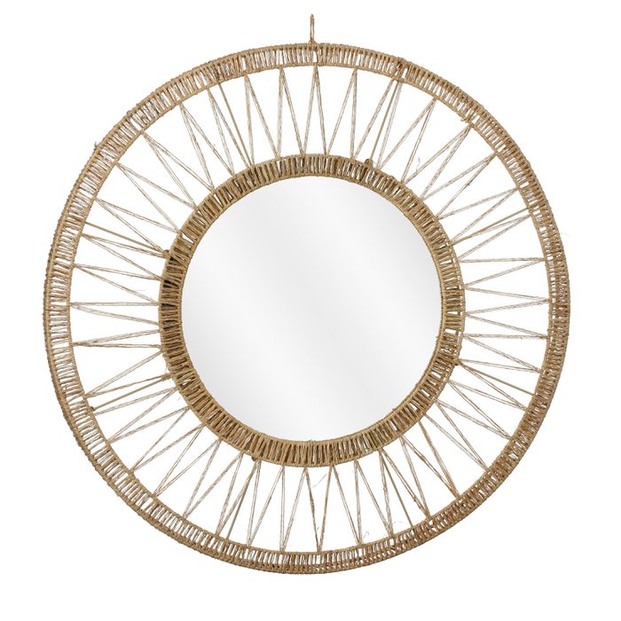 Ludy Wandspiegel - H5 x Ø70 cm - Jute - Lichtbruin