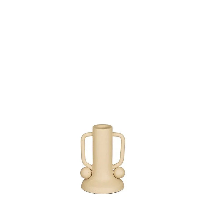 Ula Kandelaar - H12 x Ø8 cm - Metaal - Beige