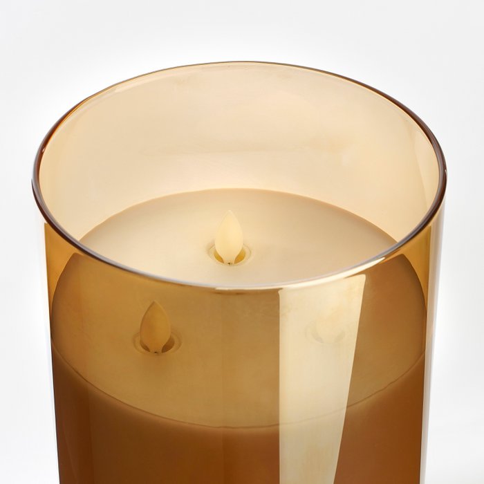LED Kaars - H20 x Ø15 cm - Glas/Wax - Goud