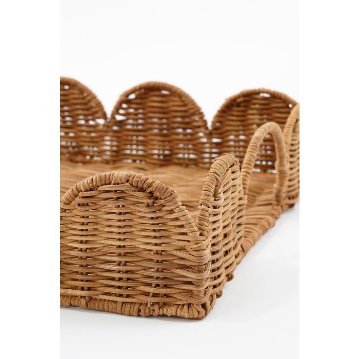 Eleta Dienblad - Set van 2 - L50 x B35 x H8 cm - Rotan - Bruin