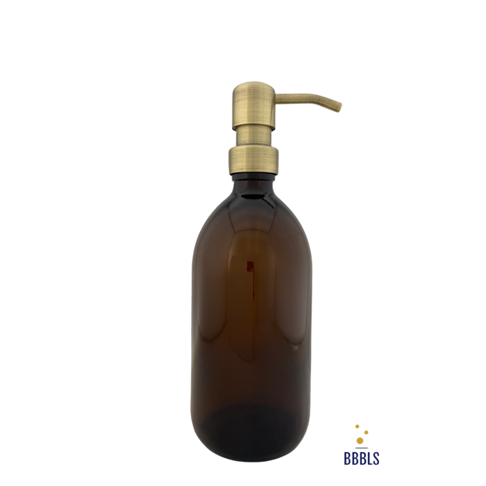BBBLS® Zeepdispenser Bruin Glas - Blanco - premium gouden pomp