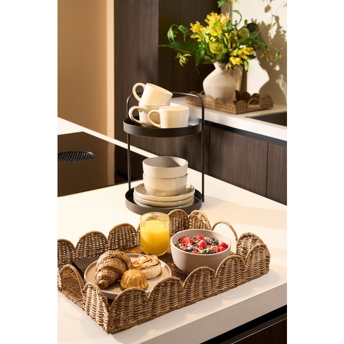 Eleta Dienblad - Set van 2 - L50 x B35 x H8 cm - Rotan - Bruin
